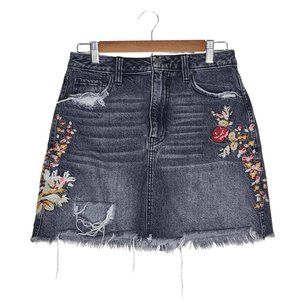 Abercrombie and Fitch Floral Denim Mini Skirt